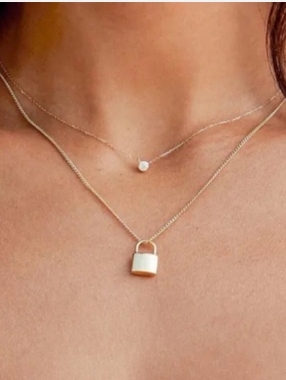 Anthropologie Gold Lock Necklace